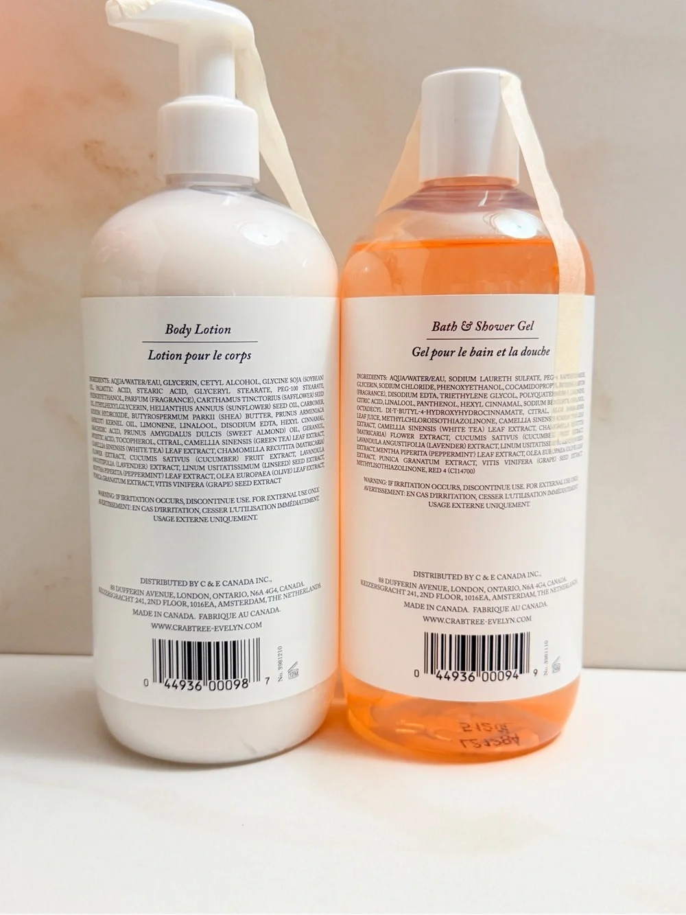 Crabtree & Evelyn Peach Body Lotion and Bath & Shower Gel - New
